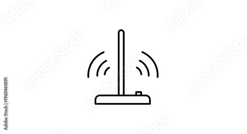 Modern line icon illustrating wireless internet signal transmission and network connectivity