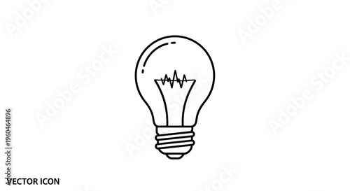 Modern outline illustration of a classic electric light bulb representing ideas, energy, and