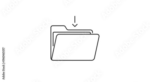 Minimalist digital file download icon illustrating data transfer into a folder for various