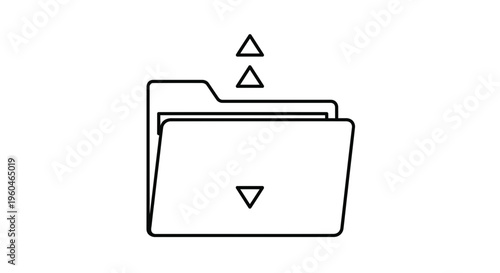 Streamlined data management icon illustrating digital file transfer and organizational operations
