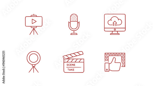 Icons for video production, recording, and media tools.