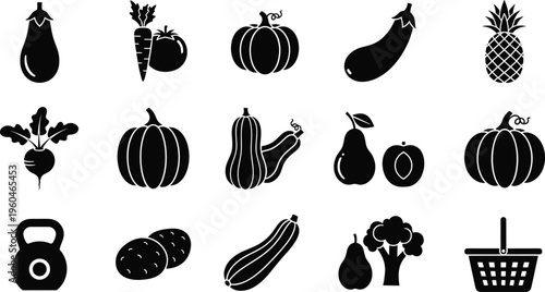 Here are the SEO-optimized titles and keywords for your vegetable and healthy lifestyle icon set.