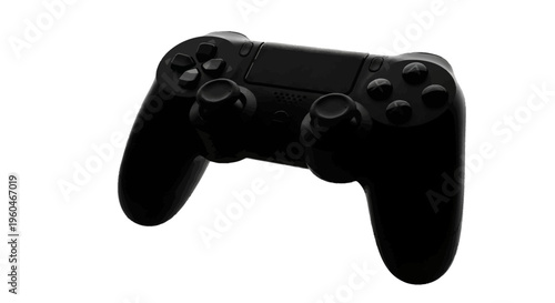 Black Wireless Game Controller Isolated on White Background