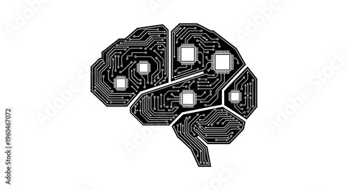 Artificial Intelligence Brain Circuit Board Chip Technology Concept