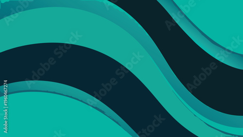 Abstract flowing turquoise and dark teal wavy background design