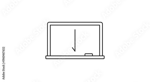 Minimalist digital illustration of a teaching blackboard featuring an instructional down arrow icon