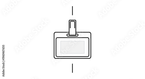 Clean minimal vector icon of an office worker identity card holder with attachment clip