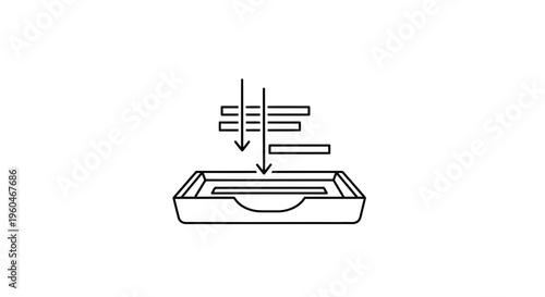 Streamlined workflow icon depicting data or papers neatly arranged and stored in a designated