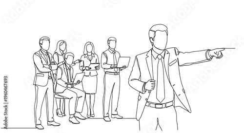 Business Leader Directing Team Forward with Vision and Strategy