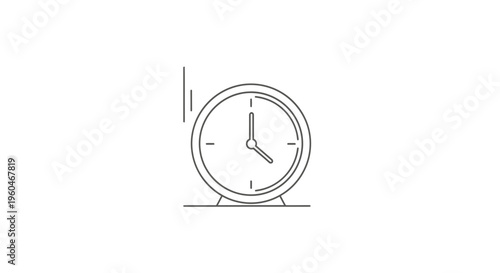 Simple line drawing of a classic desk clock signaling time passage or an important event