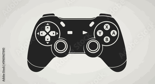 Black Video Game Controller Icon, Modern Gaming Input Device Silhouette