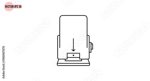 Sleek minimalist line art icon depicting a modern automated dispenser for essential hygiene products