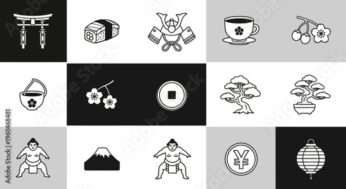Japanese Icons: Culture, Food, Nature, and Tradition - Pixel Art Collection