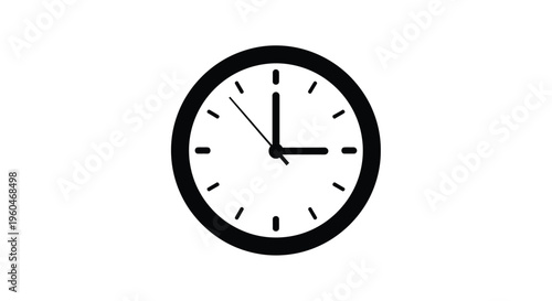 Simple black clock face displaying approximately ten past eleven