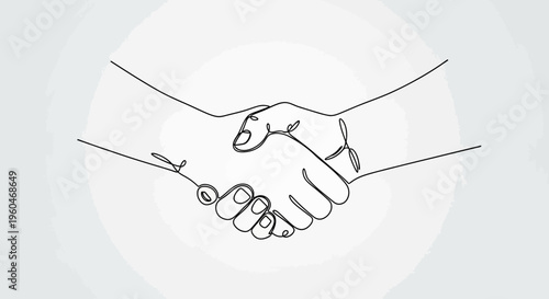 Handshake illustration, partnership and agreement concept, minimalist line art