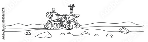 Martian rover exploring a barren extraterrestrial landscape, suitable for educational content, scientific publications, and futuristic space exploration themed presentations