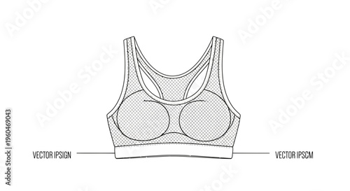 Technical fashion vector illustration of a women's active sports bra garment flat sketch