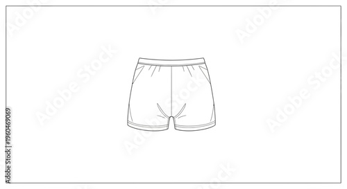 Clean vector illustration of versatile elastic waistband shorts with side pockets design template