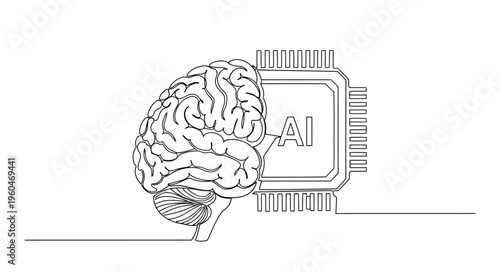 AI Brain Chip: Artificial Intelligence Concept, Human Mind and Technology Integration
