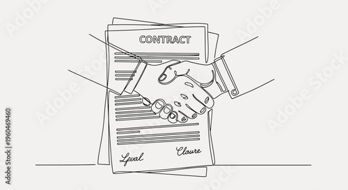 Business Partnership Agreement Handshake Over Contract Document