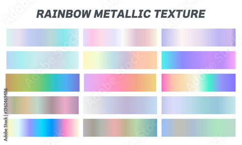 虹色のメタリックグラデーションの背景素材セット