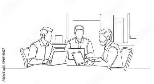 Business meeting with laptops, teamwork, collaboration, office discussion, modern workplace