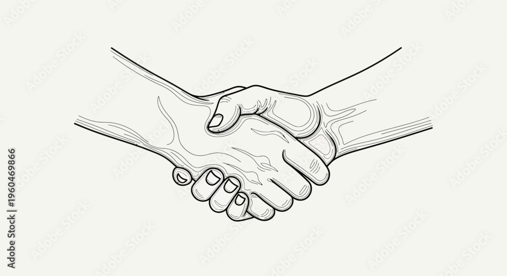 Obraz premium Handshake illustration, business agreement, partnership, trust, collaboration, unity, teamwork