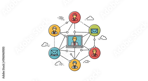 Connected People Network and Communication Technology Concept