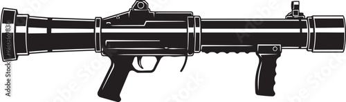 silhouette missile launcher vehicle vector art with bold wheels and tubes, strong military design