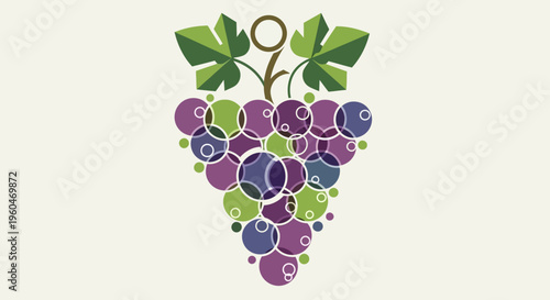 Abstract Grape Cluster Illustration - Colorful Circles Forming Fruit