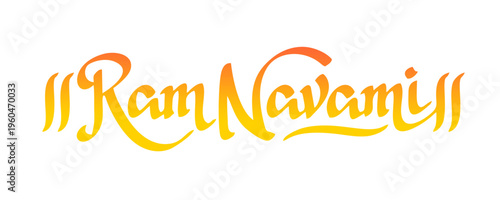 Happy Ram Navami golden lettering with elegant flowing calligraphy on white background, festive Hindu greeting typography in decorative vector style