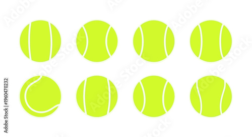 Set of Tennis Balls, Sports Equipment, Tennis Game Icon Collection