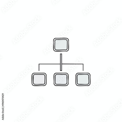 Simple hierarchy chart with one node above three connected nodes