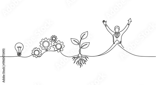 Business growth concept: idea, process, plant growth, success, and achievement