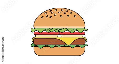 Delicious Burger Icon - Fast Food Illustration