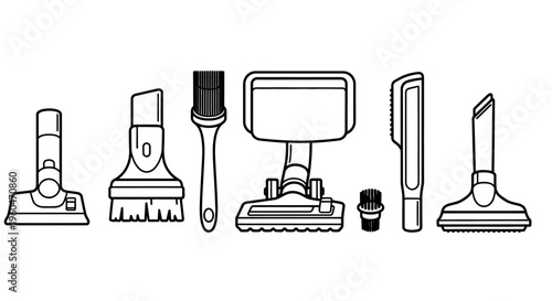 Vacuum Cleaner Attachments Set: Brushes, Crevice Tool, Upholstery Nozzle, Dusting Brush