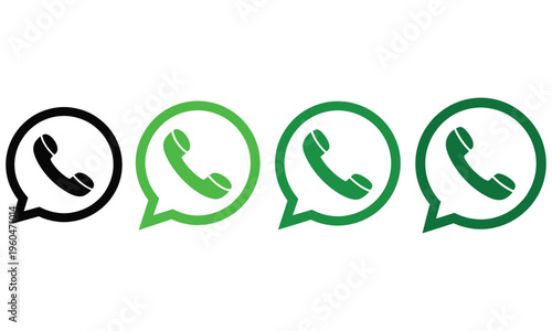 Popular messaging app style chat bubble phone icons in different colors representing communication and social media concept | category: technology | type: illustration