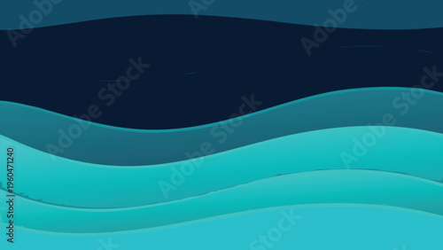 Abstract blue waves create a calming layered ocean scene