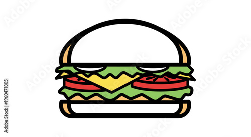 Colorful illustration of a hamburger.