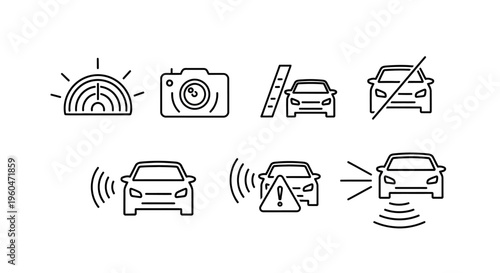 Cars with various driving safety features.