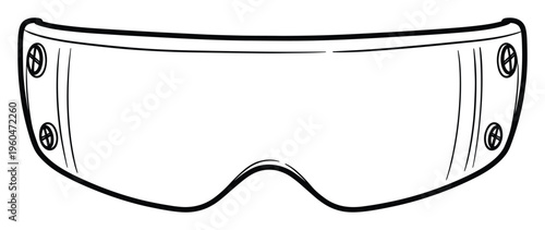 Motorcycle helmet visor with mounting screws for eye protection and safety equipment graphic design for vehicle accessories