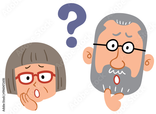 疑問を感じるシニアの夫婦の表情
