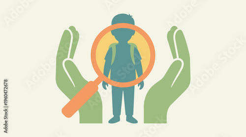 Businessman under magnifying glass scrutiny.