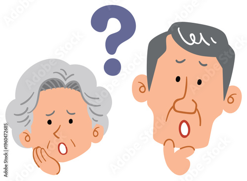 疑問を感じるシニアの夫婦の表情