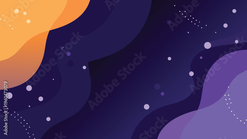 Abstract background with flowing shapes and scattered light particles