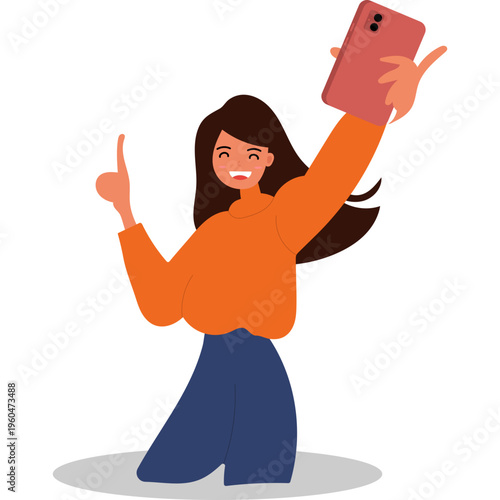 Illustration of Person Using a Mobile Phone