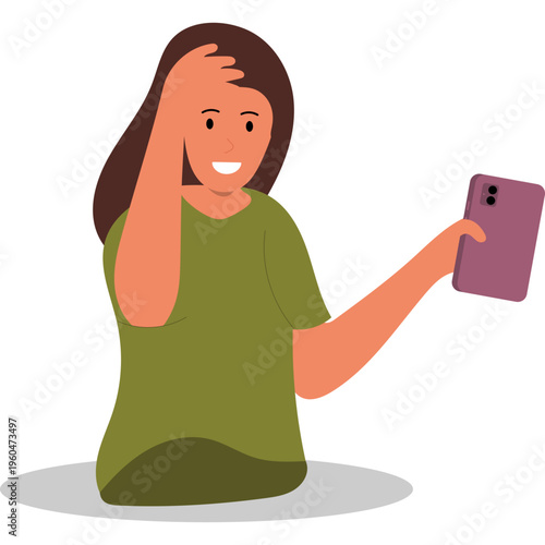 Illustration of Person Using a Mobile Phone