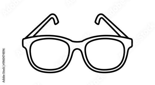 Simple Outline of Eyeglasses on White Background