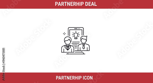 Business partnership deal icon representing online collaboration and shared innovative ideas