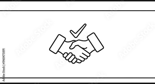 Successful business partnership agreement confirmed with a checkmark icon illustrating completion